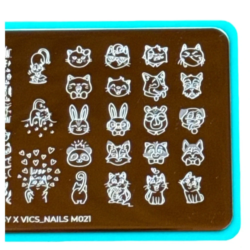 Maniology X Vics_Nails M021 Nail Stamping Plate Cute Cats Animals Kawaii Art